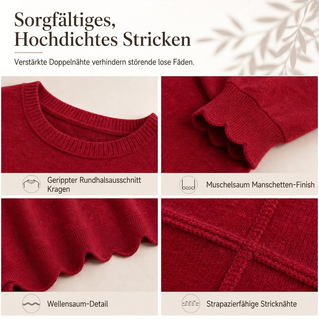 💨 Damen Sweatshirt mit Muschels-cut Saum und Rundhals