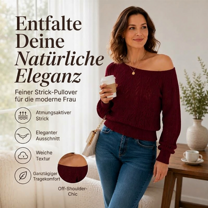 📢📢🎉✨Damen Schulterfreier Kurzgeschnittener Strickpullover