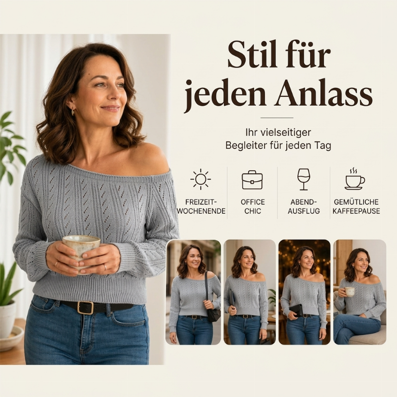 📢📢🎉✨Damen Schulterfreier Kurzgeschnittener Strickpullover
