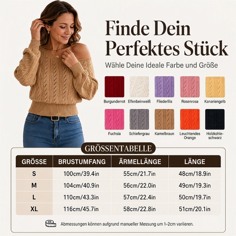 📢📢🎉✨Damen Schulterfreier Kurzgeschnittener Strickpullover