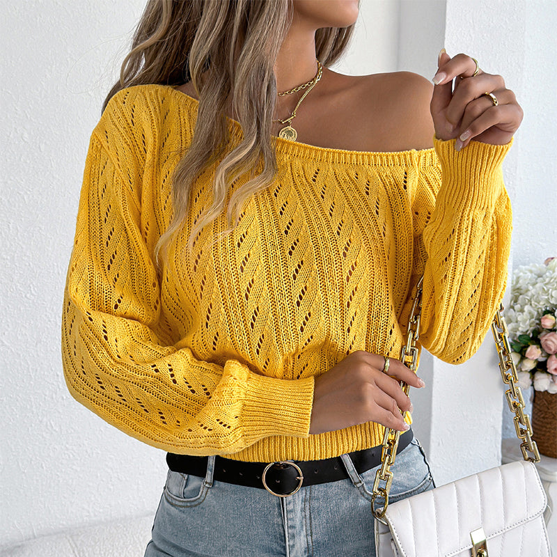 📢📢🎉✨Damen Schulterfreier Kurzgeschnittener Strickpullover
