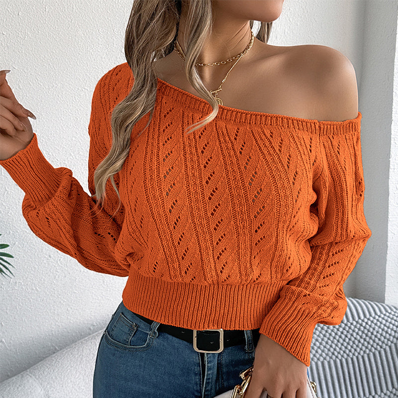 📢📢🎉✨Damen Schulterfreier Kurzgeschnittener Strickpullover