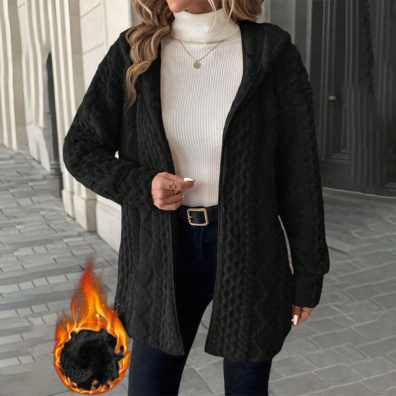 🔥✨Damen mittellanger Steppmantel aus Plüsch mit Kapuze