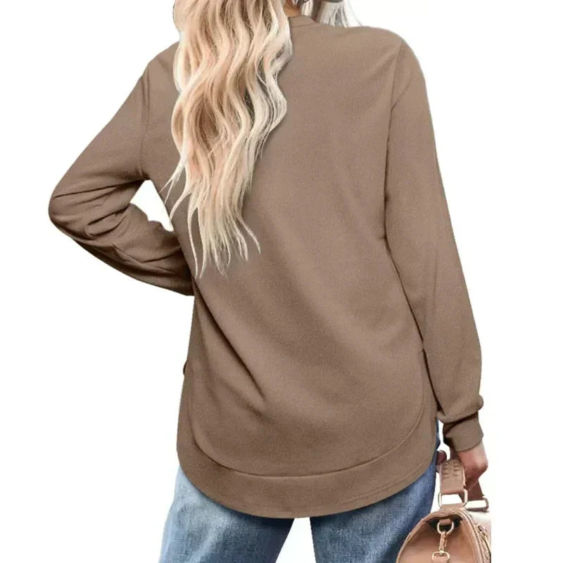 📢📢🎉✨Einfarbiges Damen-Longsleeve mit High-Low-Saum