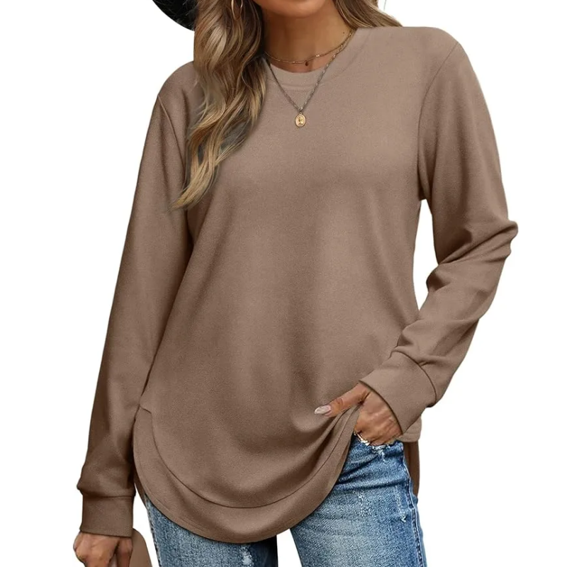 📢📢🎉✨Einfarbiges Damen-Longsleeve mit High-Low-Saum
