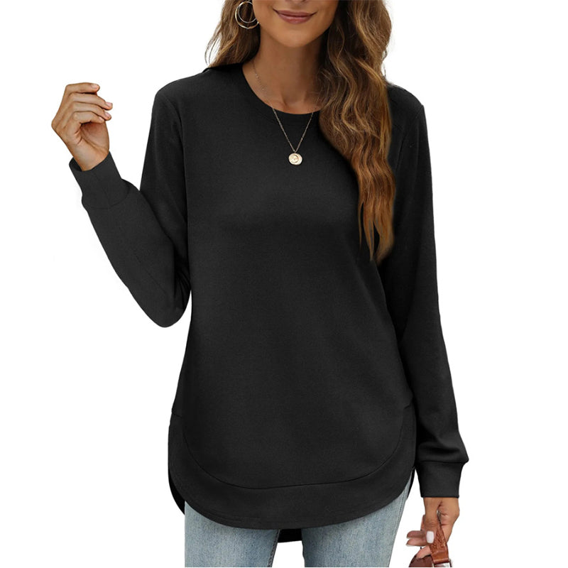 📢📢🎉✨Einfarbiges Damen-Longsleeve mit High-Low-Saum