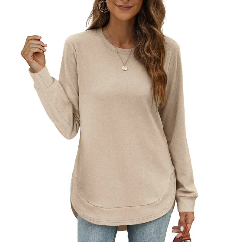📢📢🎉✨Einfarbiges Damen-Longsleeve mit High-Low-Saum