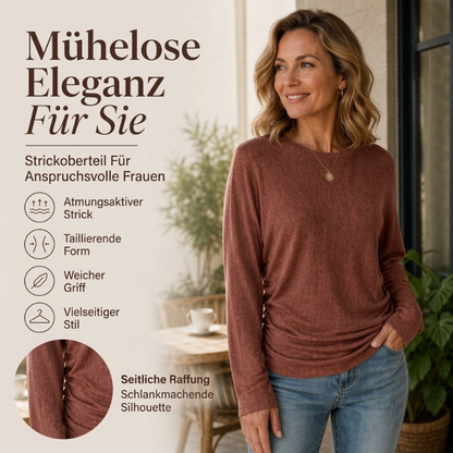 🎉💖🔥🎁Freizeit-Top für Damen mit Rundhals und gerafftem Saum