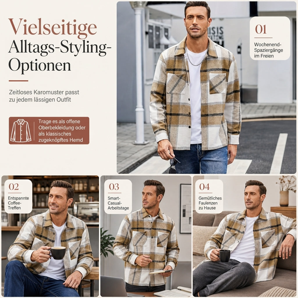 👔 Lässiges kariertes Flanellhemd für Herren | Kein kratziges Hemd – Weich & warm für Herbst & Alltag ✨