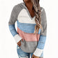 📢🎉🛍️✨Damen Kapuzen-Strickpullover mit Color-Block-Design und Lochstrick