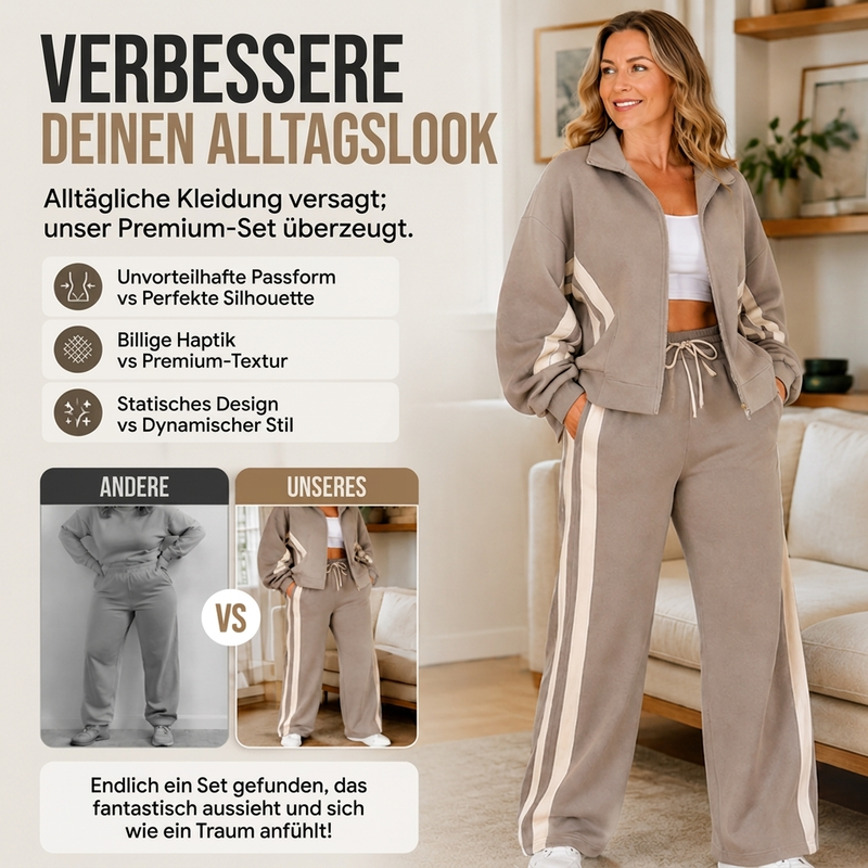 🚨 ⏳ Sportliches 2-Teile-Streifen-Set für Damen