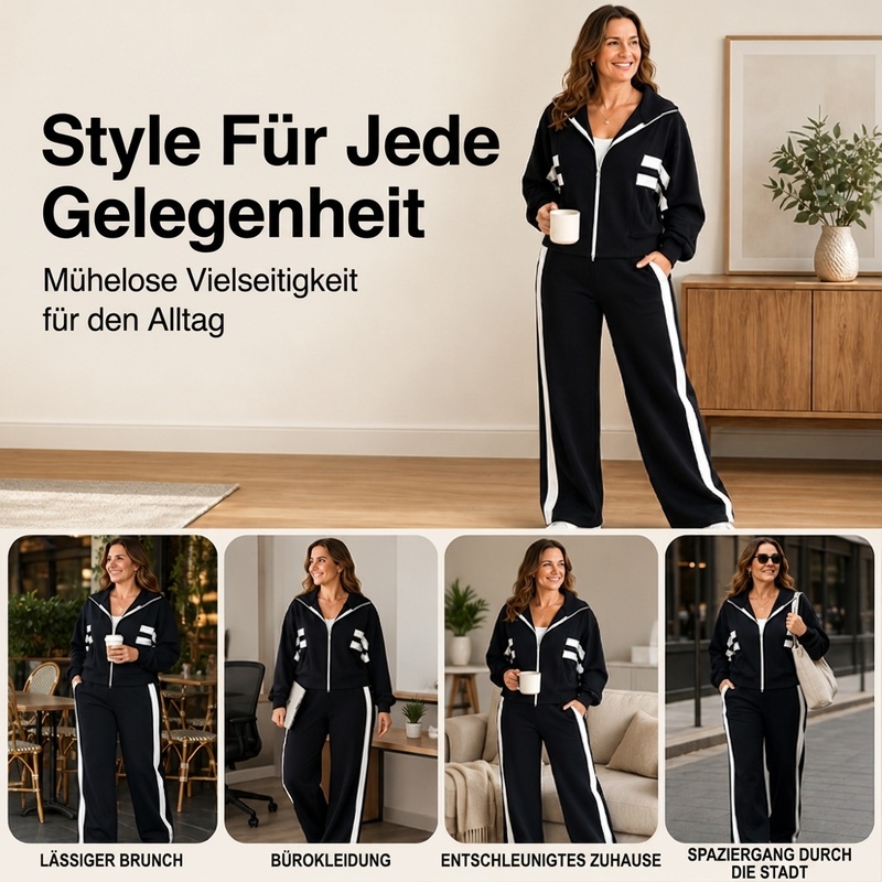 🚨 ⏳ Sportliches 2-Teile-Streifen-Set für Damen