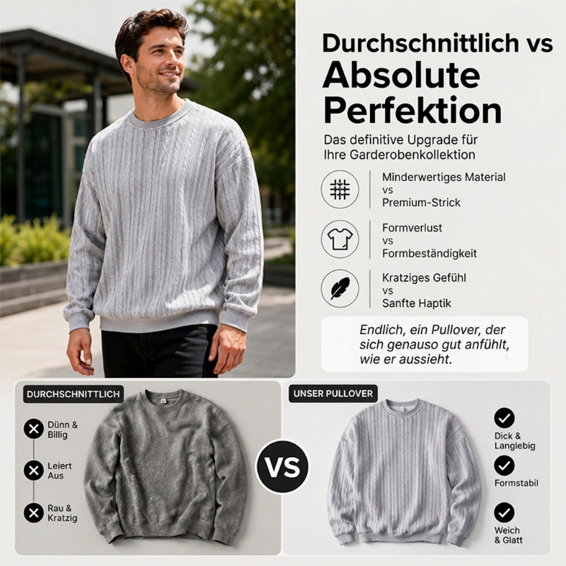 📢🎉🛍️✨Herren Kabelstrick Rundhalspullover