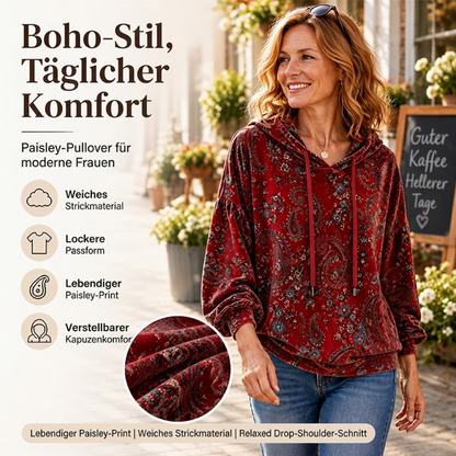 🚨🚨 Damen-Kapuzenpullover mit Paisley-Print und Kordelzug