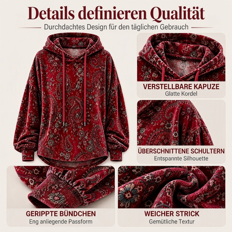 🚨🚨 Damen-Kapuzenpullover mit Paisley-Print und Kordelzug