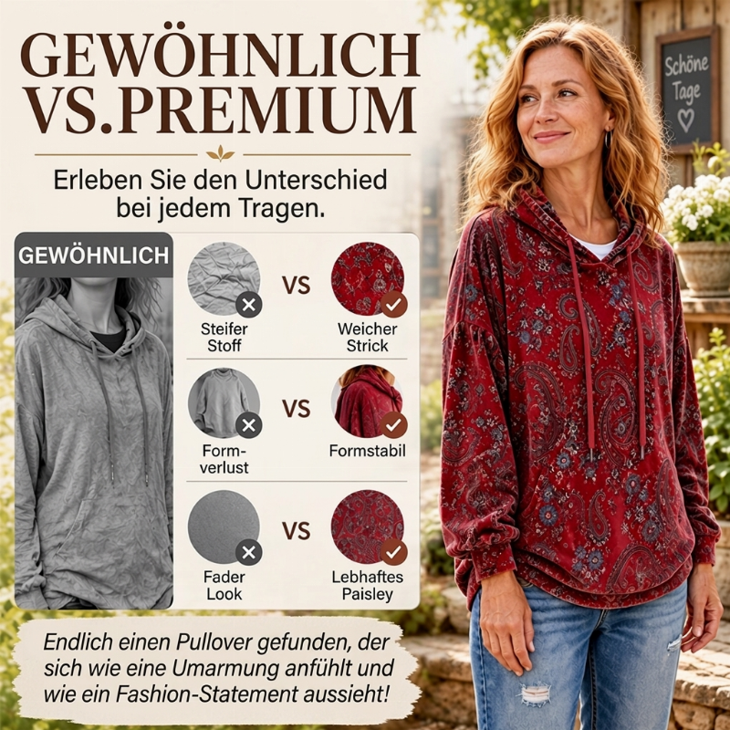 🚨🚨 Damen-Kapuzenpullover mit Paisley-Print und Kordelzug