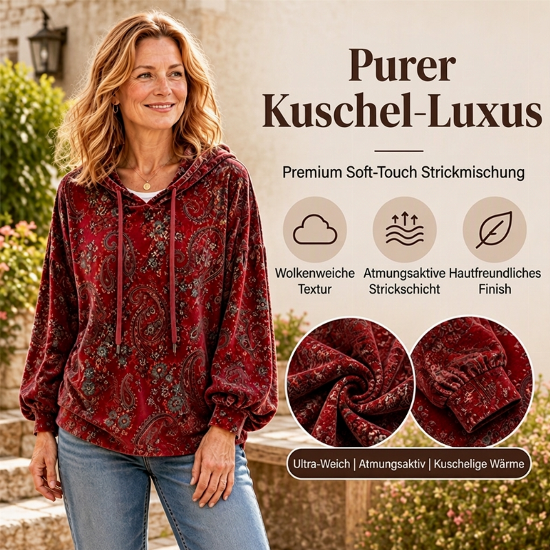 🚨🚨 Damen-Kapuzenpullover mit Paisley-Print und Kordelzug