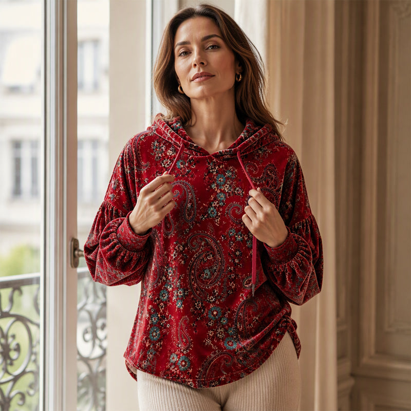🚨🚨 Damen-Kapuzenpullover mit Paisley-Print und Kordelzug
