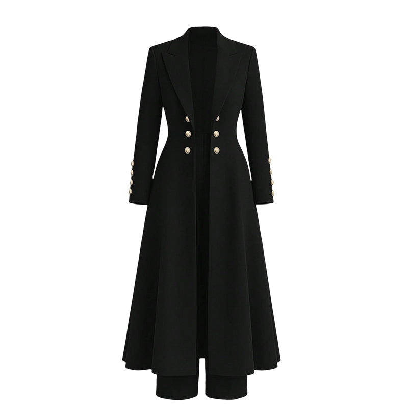 📢🎉🛍️✨Elegantes herbstliches 2-Teiler-Outfit für Damen mit Retro-Langmantel und schlichter Hose