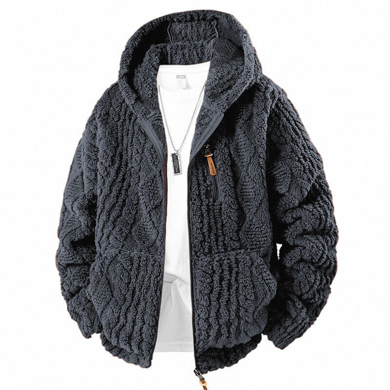 👚🔥✨ Herren-Fleecejacke mit Kapuze und Reißverschluss