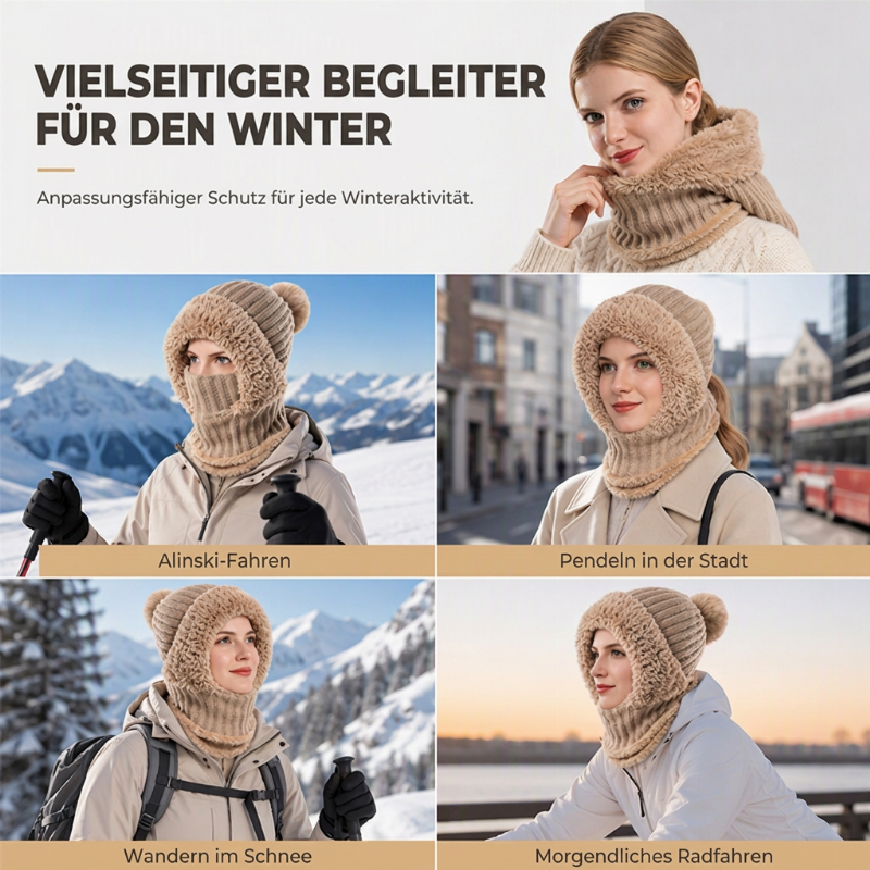 🥳🥳 Damen Winter Einteilige Gestrickte Mütze Schal Maske