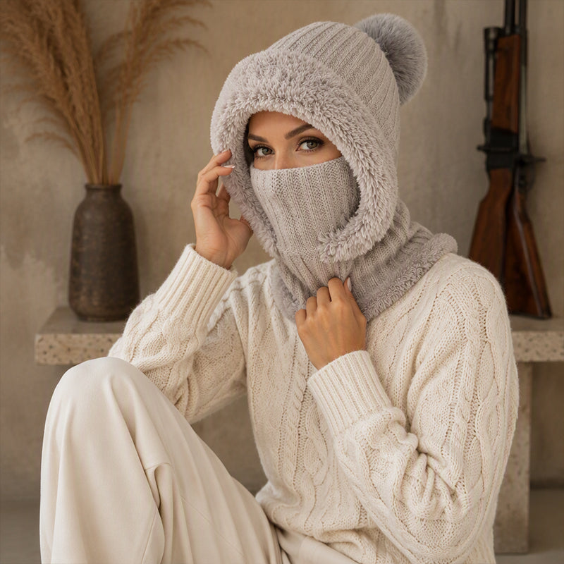 🥳🥳 Damen Winter Einteilige Gestrickte Mütze Schal Maske