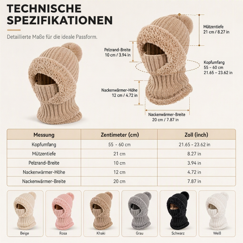 🥳🥳 Damen Winter Einteilige Gestrickte Mütze Schal Maske