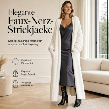 📢🎉🛍️✨Damen Langcardigan aus Kunstpelz-Fleece, flauschiger oversized Strickmantel für Herbst und Winter