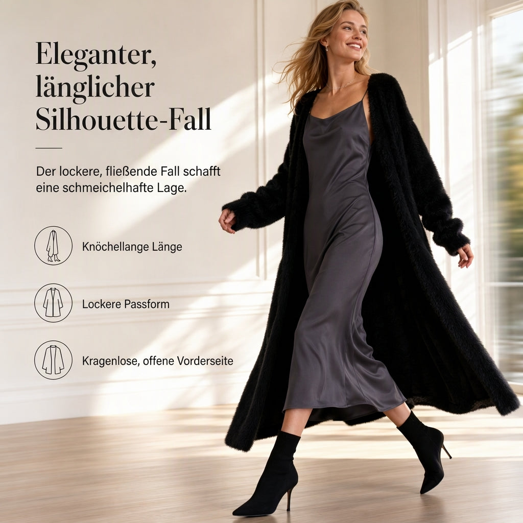 📢🎉🛍️✨Damen Langcardigan aus Kunstpelz-Fleece, flauschiger oversized Strickmantel für Herbst und Winter