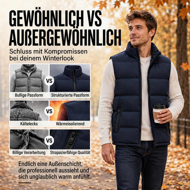 🔥Beliebtes Produkt ！✨Herren klassische Stehkragen wattierte Weste