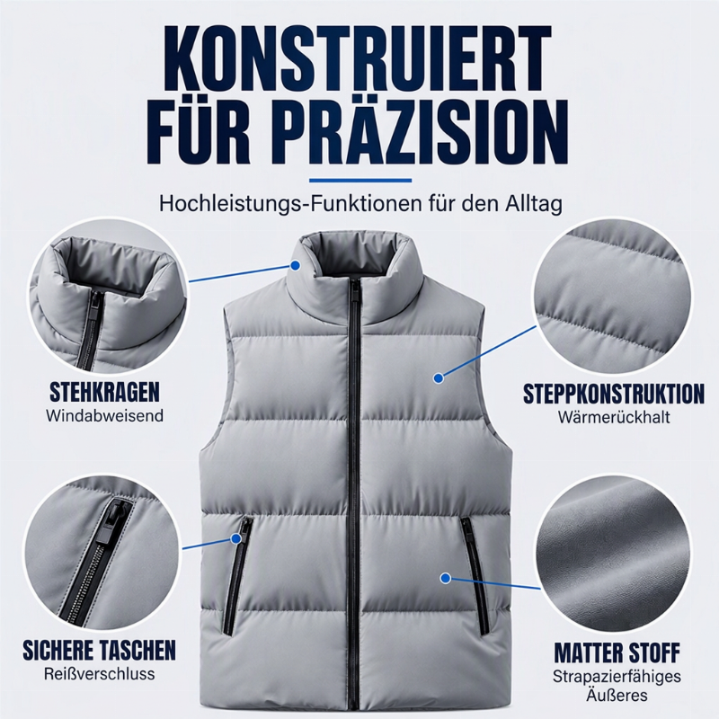 🔥Beliebtes Produkt ！✨Herren klassische Stehkragen wattierte Weste