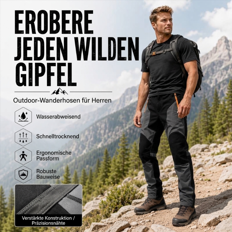 🌟 Wasserdichte & winddichte Herren-Wanderhose im Patchwork-Design