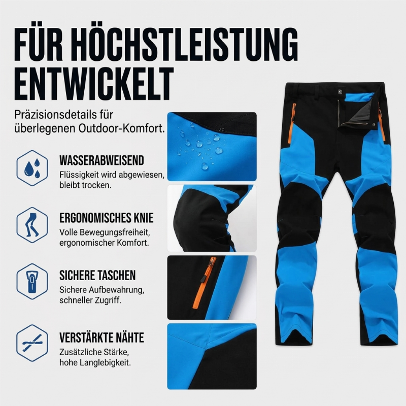 🌟 Wasserdichte & winddichte Herren-Wanderhose im Patchwork-Design