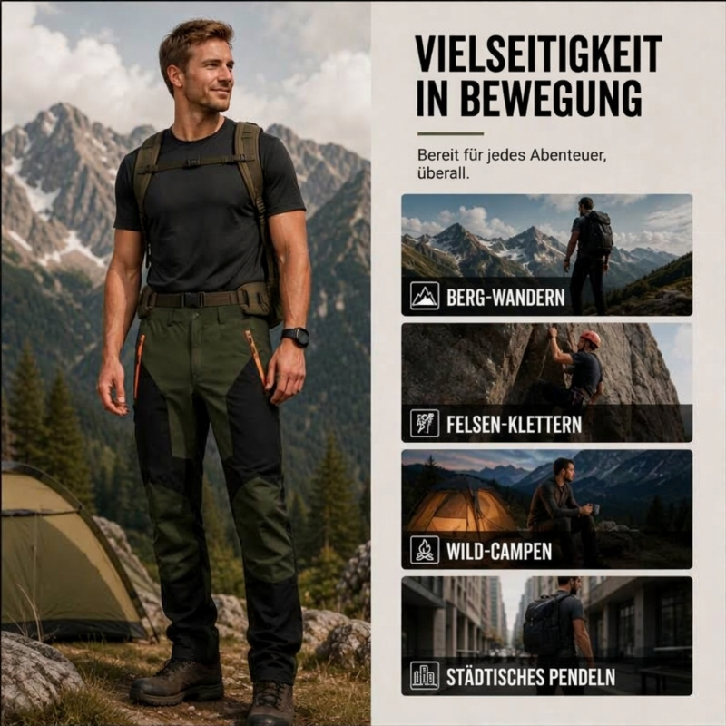 🌟 Wasserdichte & winddichte Herren-Wanderhose im Patchwork-Design
