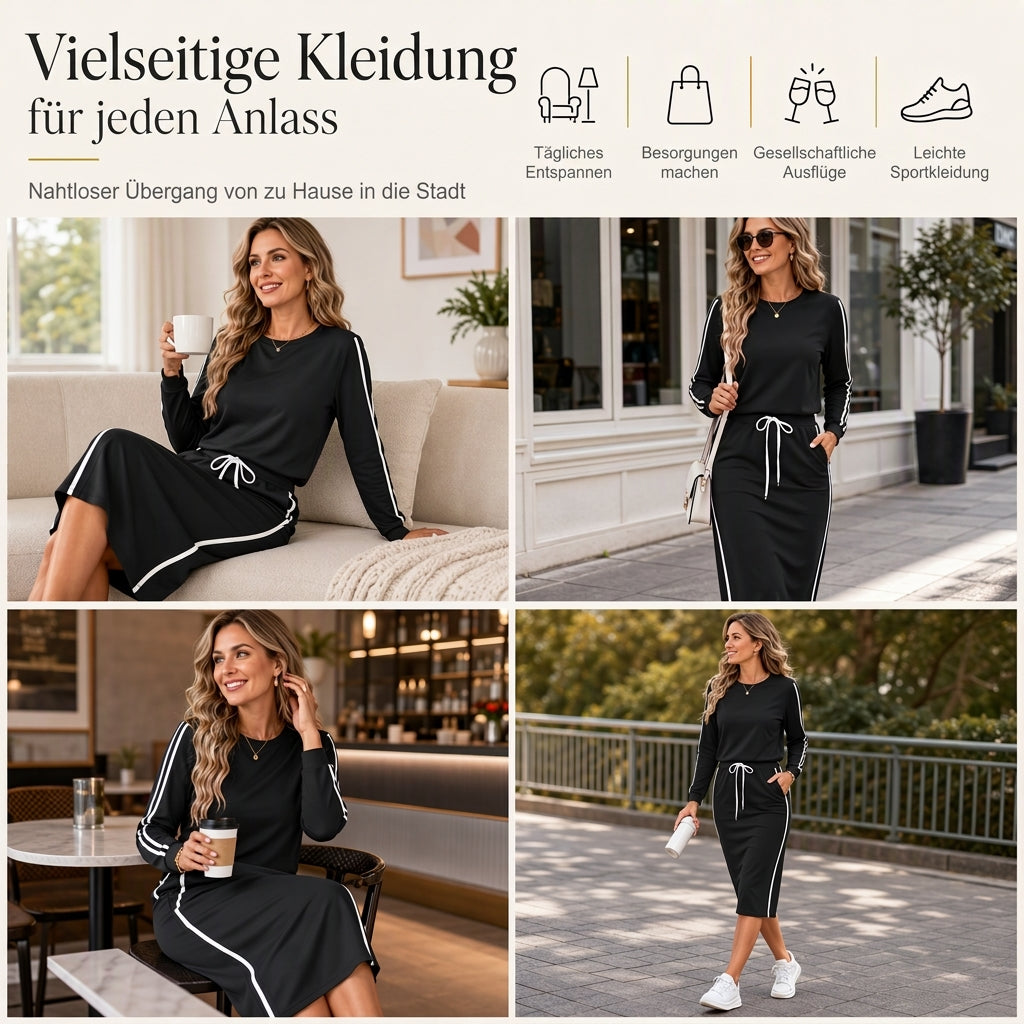 💞💞 Lange Pullover für Frauen, langärmeliger Rundhals-Pullover, casual einfarbig,Patchwork Oberteil für Herbst und Winter