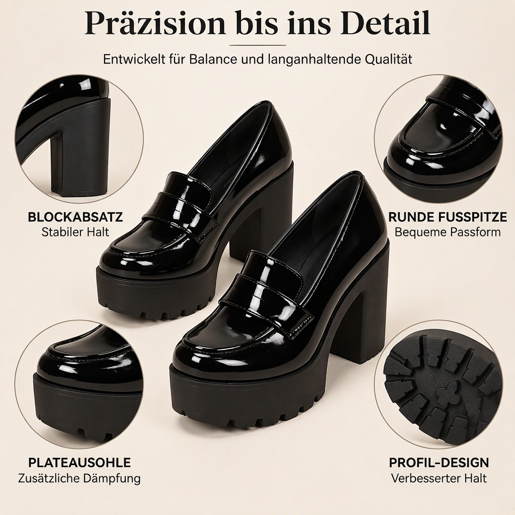 ⏳ 🚨 Damen-Loafer mit Plateau-Sohle & klobigem Absatz – bequem & stylish