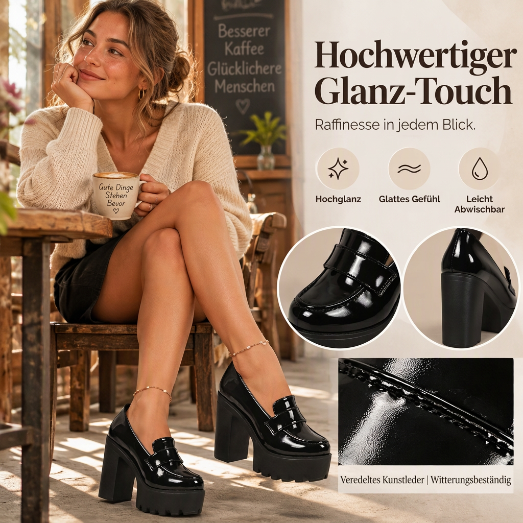 ⏳ 🚨 Damen-Loafer mit Plateau-Sohle & klobigem Absatz – bequem & stylish