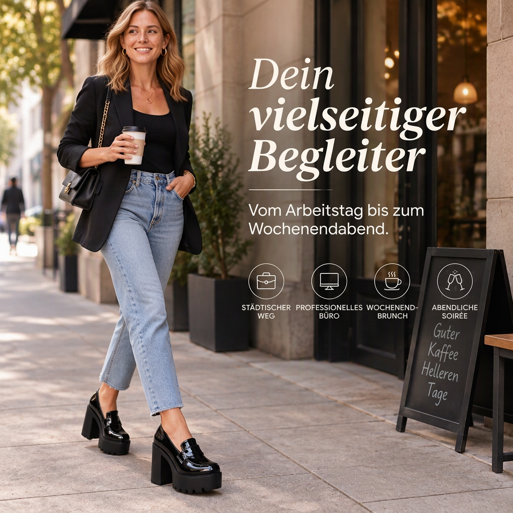 ⏳ 🚨 Damen-Loafer mit Plateau-Sohle & klobigem Absatz – bequem & stylish