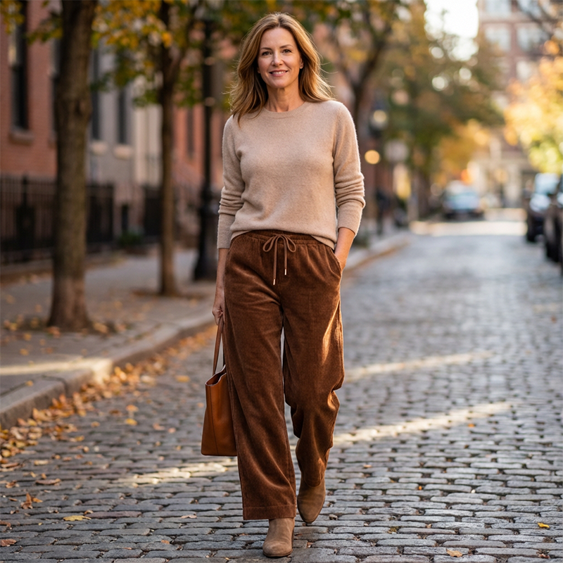 ⏰ Legere weit geschnittene Cordhose für Damen