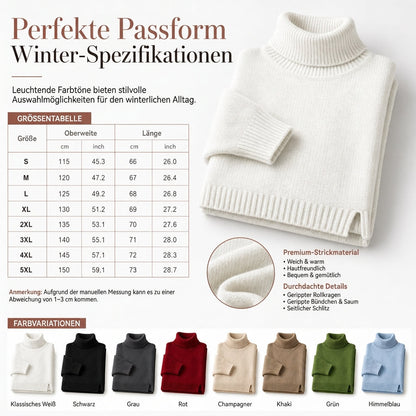 Damen Grobstrick-Pullover mit lockerem Schnitt und Rollkragen