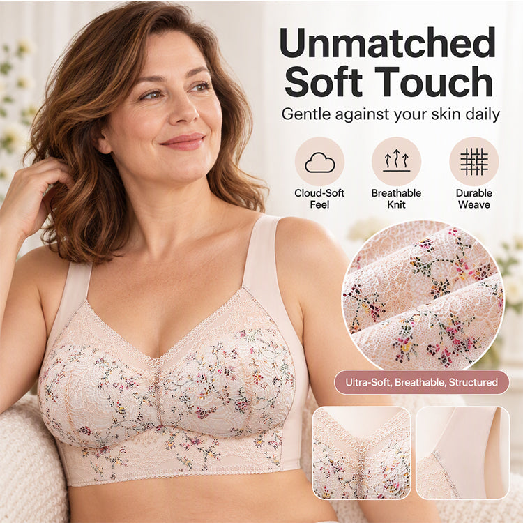 Nahtloser Stütz-BH mit Blumenmuster und Spitze für Damen