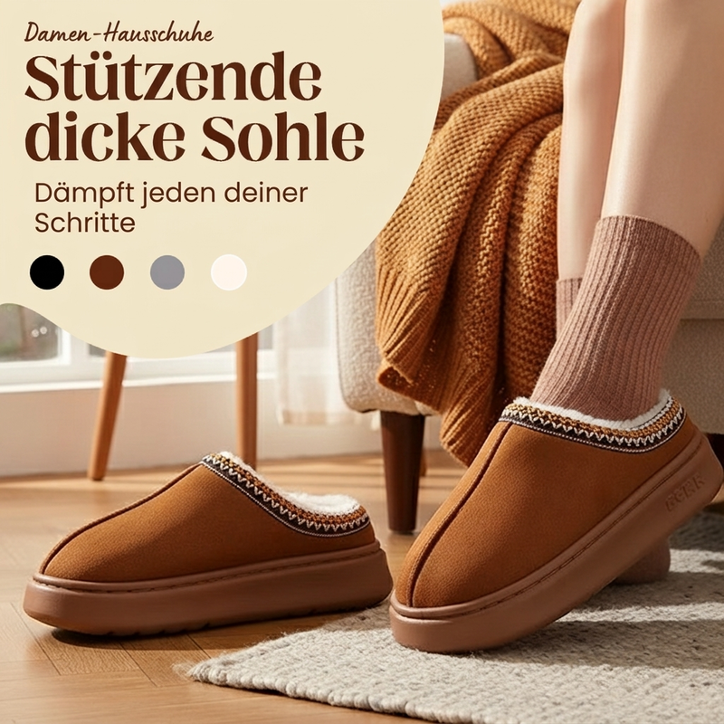 🔥🔥 Hausschuhe für Damen mit Plüschfutter und dicker Sohle