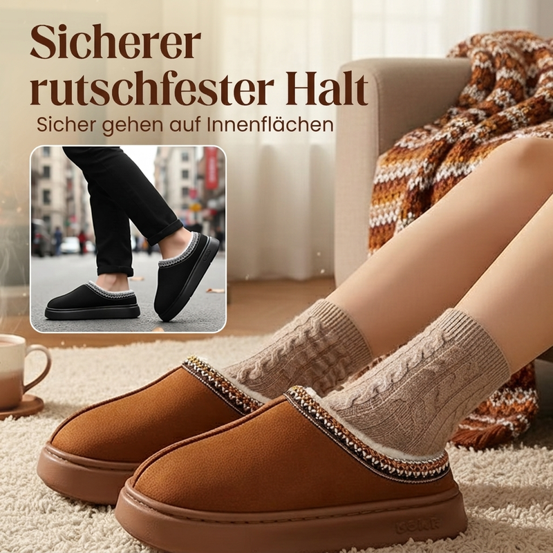 🔥🔥 Hausschuhe für Damen mit Plüschfutter und dicker Sohle