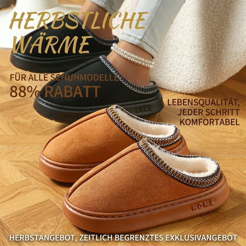 🔥🔥 Hausschuhe für Damen mit Plüschfutter und dicker Sohle
