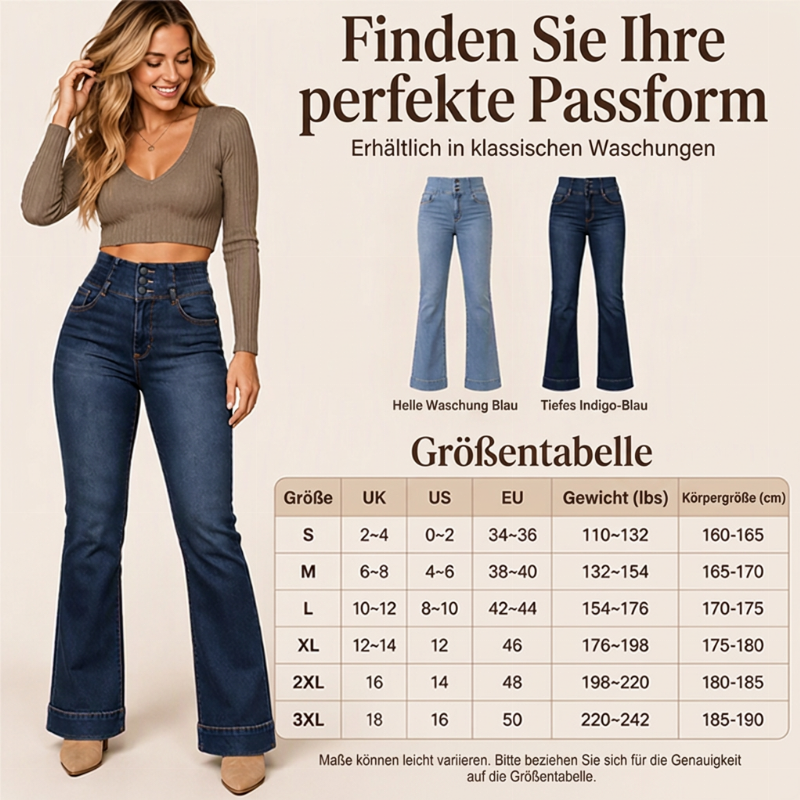 Damen elastische High-Waist Schlaghose Jeans