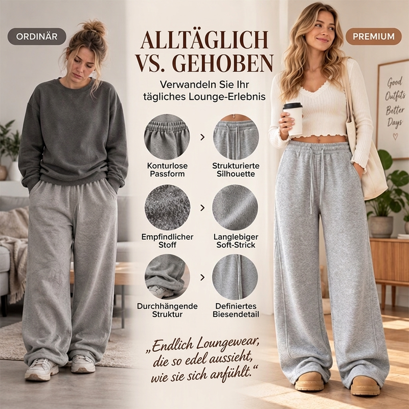 Bequeme Damen-Freizeit-Hose mit weitem Bein