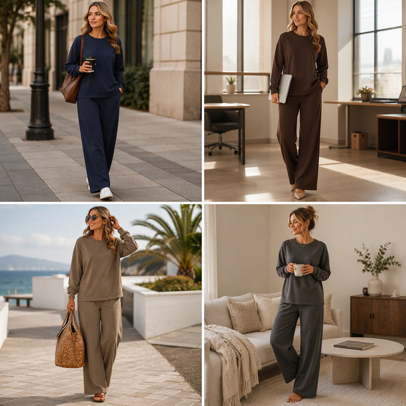 📢🎉🛍️✨Zweiteiler für Damen: Locker sitzendes Oberteil & Weithose