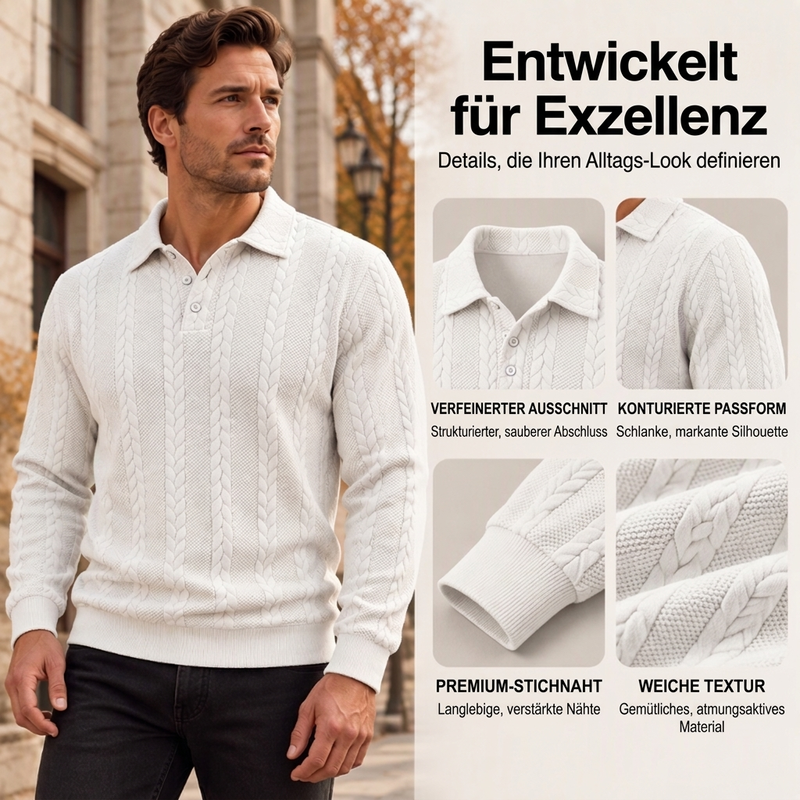 🥳🥳 Freizeit-Oberteil für Herren mit Jacquard-Kabelstricktextur