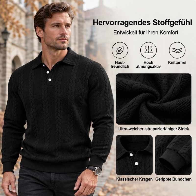 🥳🥳 Freizeit-Oberteil für Herren mit Jacquard-Kabelstricktextur