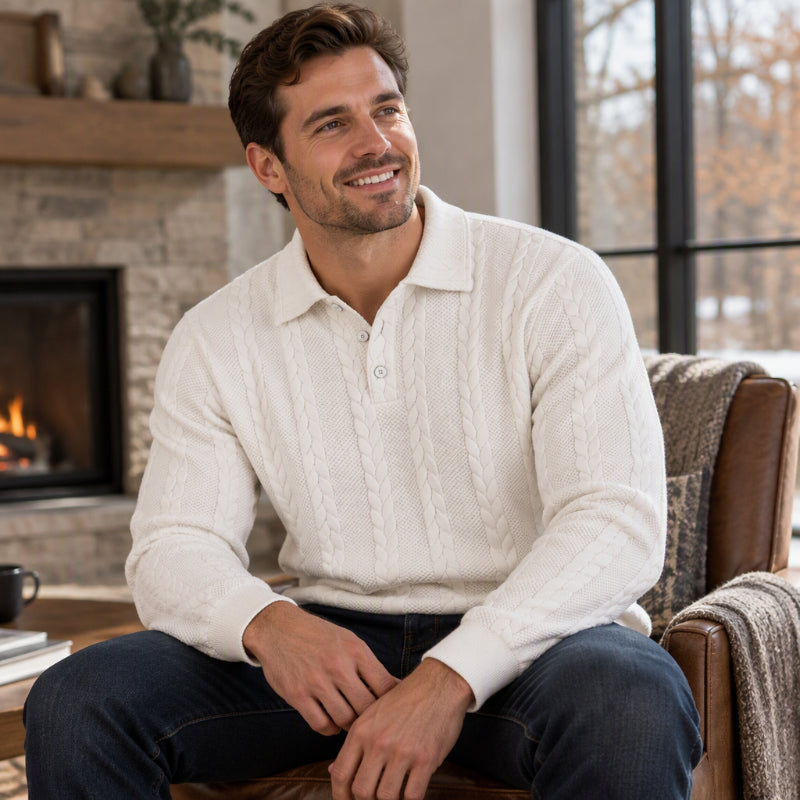 🥳🥳 Freizeit-Oberteil für Herren mit Jacquard-Kabelstricktextur
